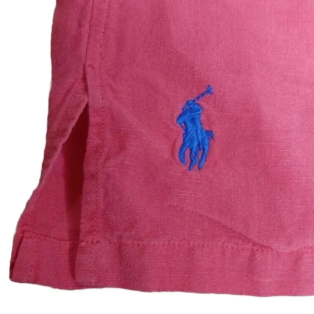 Polo Ralph Lauren Camp Shirt Silk Linen Men 2X Tall Hawaiian Coral Pony Logo